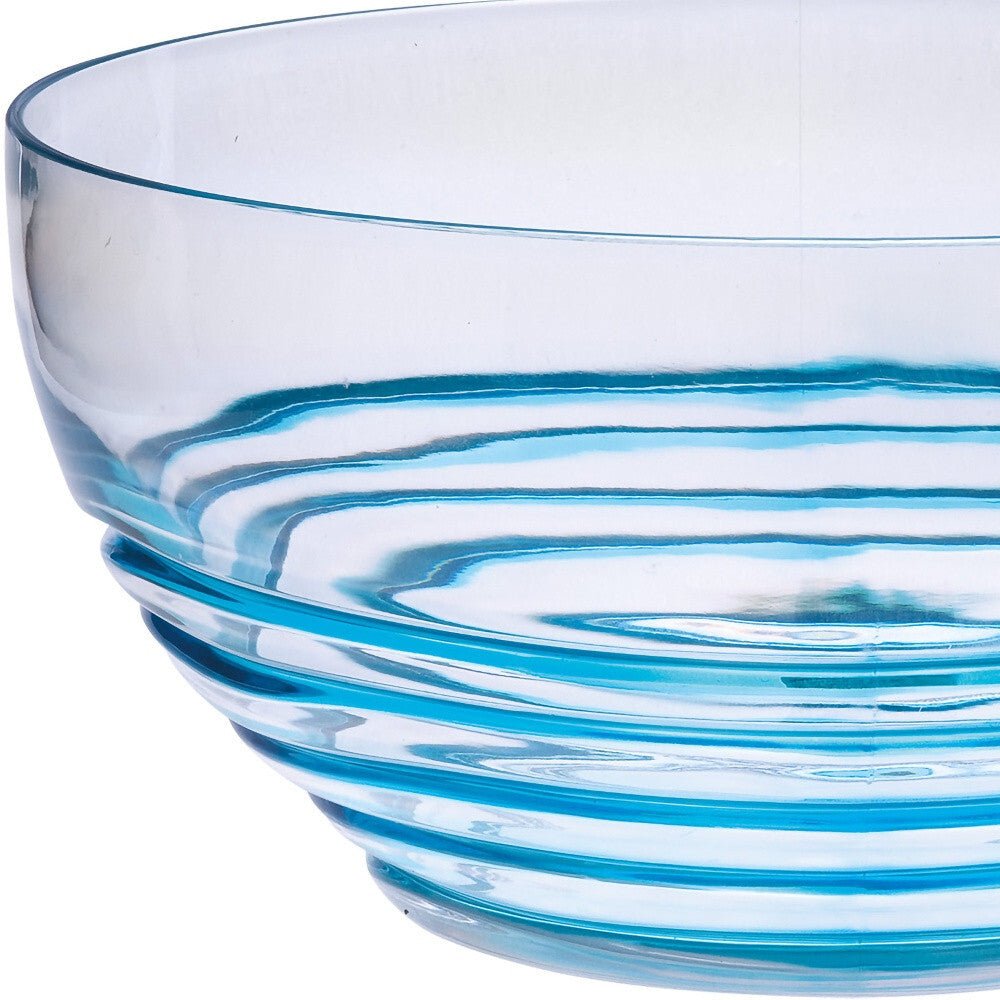 10" Clear and Blue Swirl Acrylic Round Salad Bowl - LAWendy