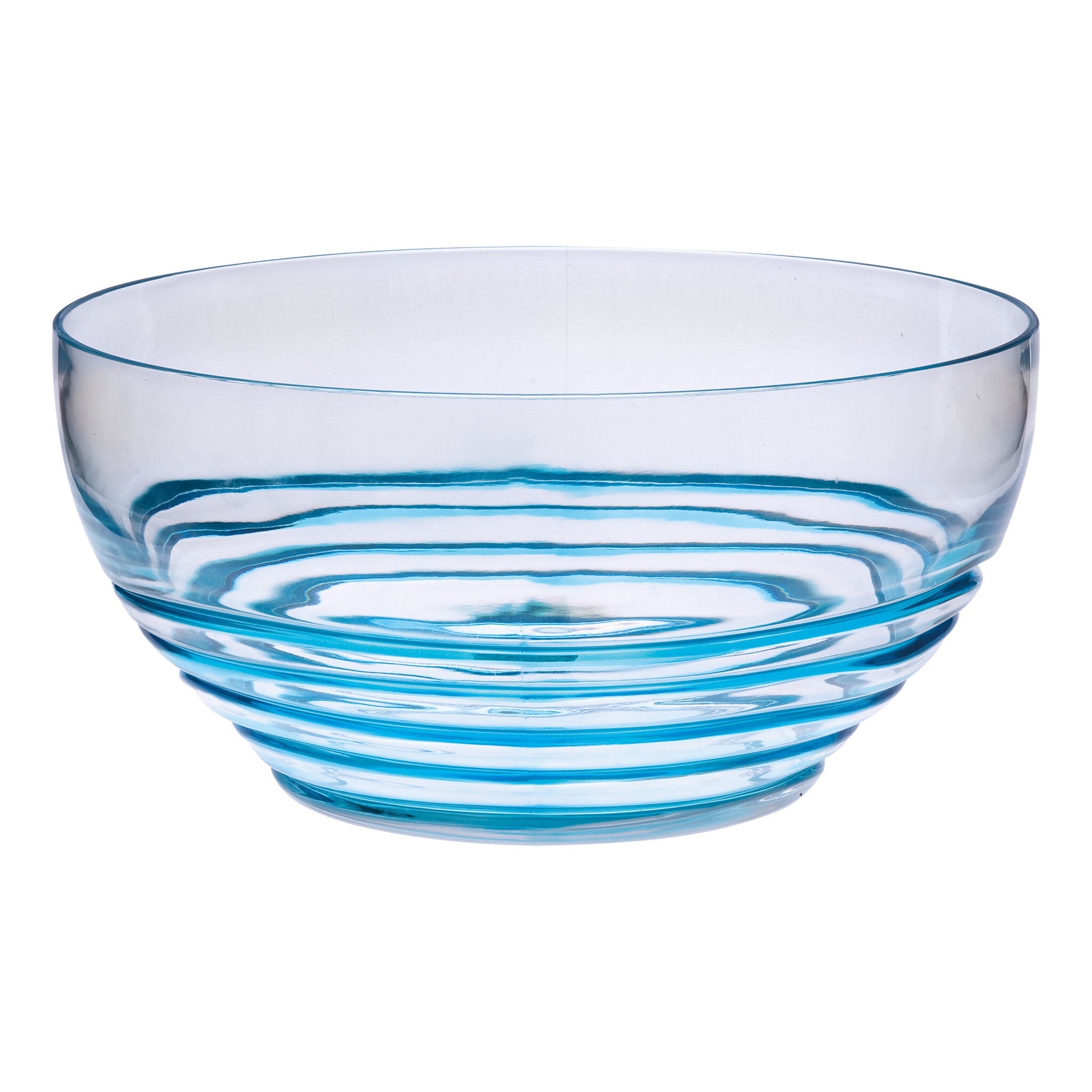10" Clear and Blue Swirl Acrylic Round Salad Bowl - LAWendy
