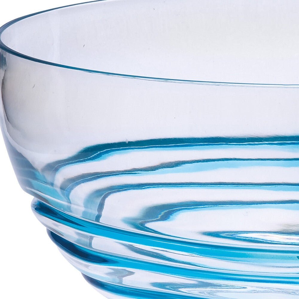 10" Clear and Blue Swirl Acrylic Round Salad Bowl - LAWendy