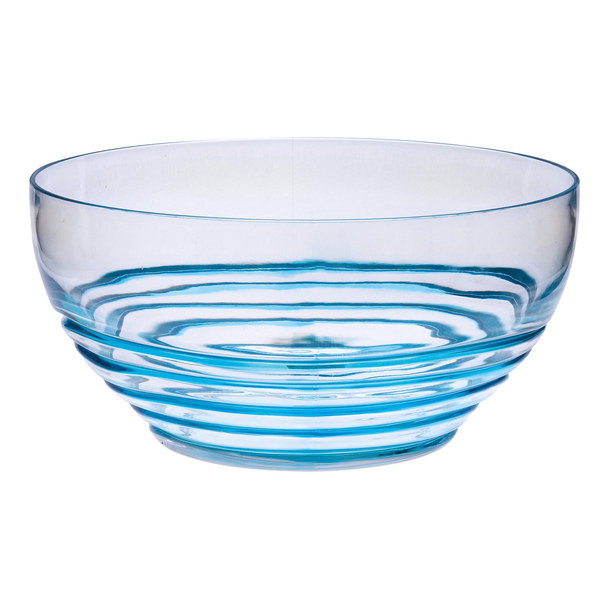 10" Clear and Blue Swirl Acrylic Round Salad Bowl - LAWendy