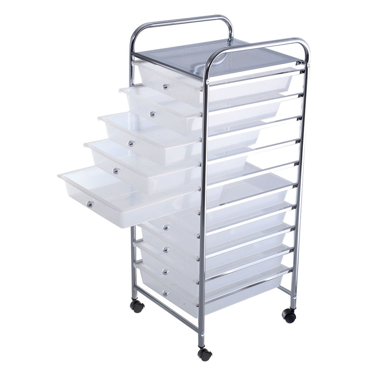 10 Drawer Rolling Storage Cart Organizer with 4 Universal Casters - Clear - Color: Transparent - LAWendy