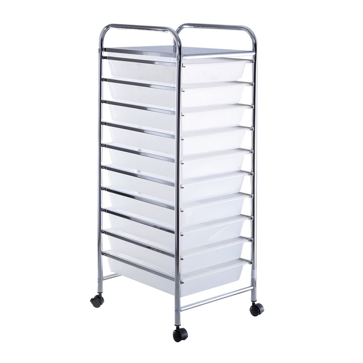 10 Drawer Rolling Storage Cart Organizer with 4 Universal Casters - Clear - Color: Transparent - LAWendy