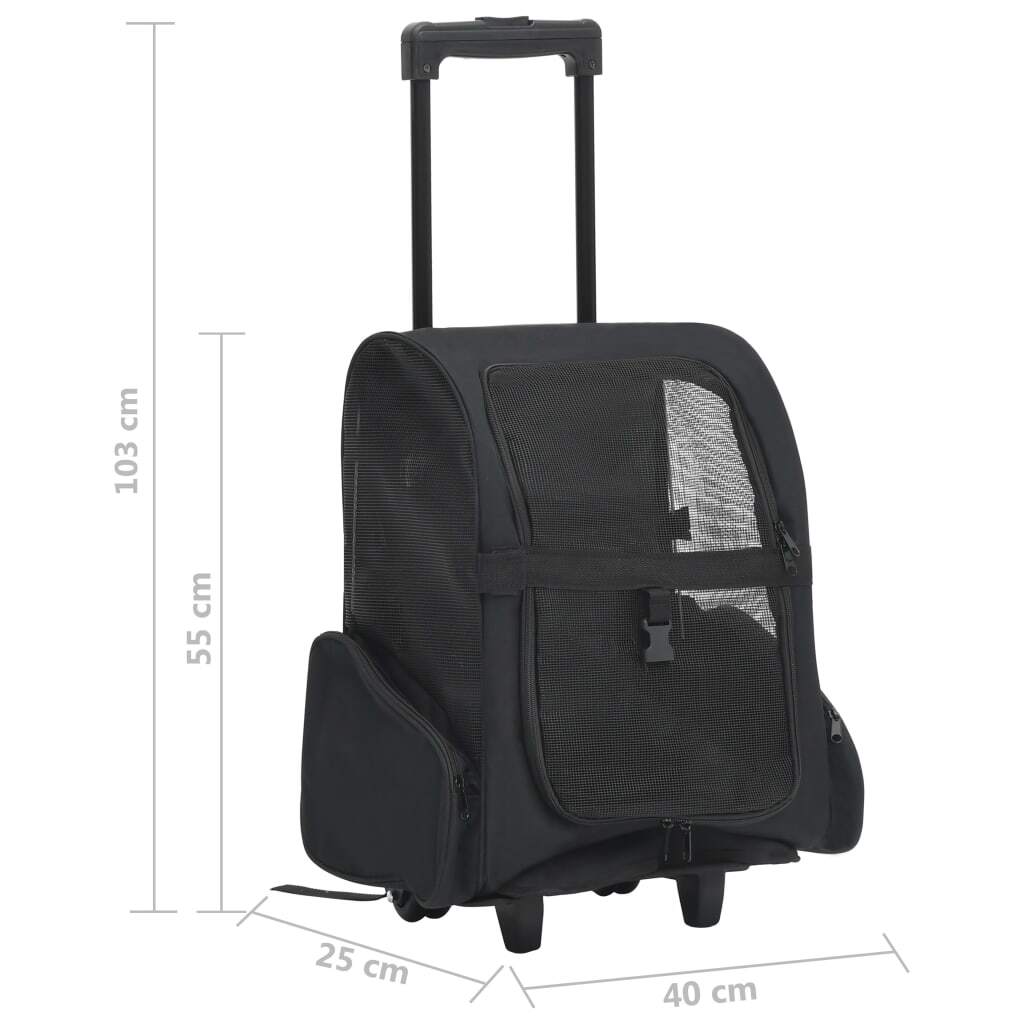 Pet Trolley Black Fabric, metal Small Foldable Pet Trolley