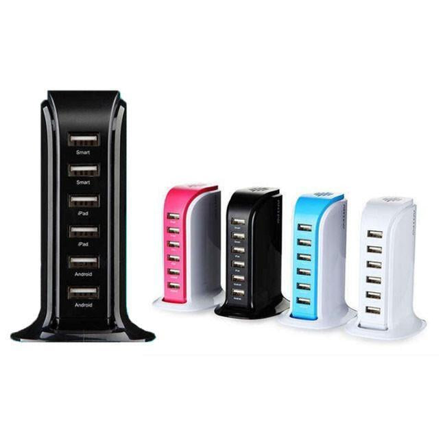 Smart Charging Power 6 USB Colorful Tower for Every Desk at Home or Office charge any Gadget