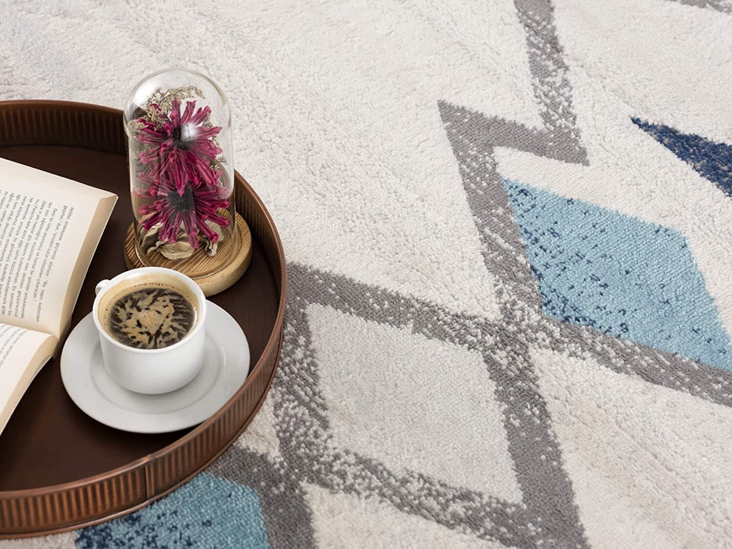 2' X 5' Blue and Ivory Southwestern Area Rug - LAWendy