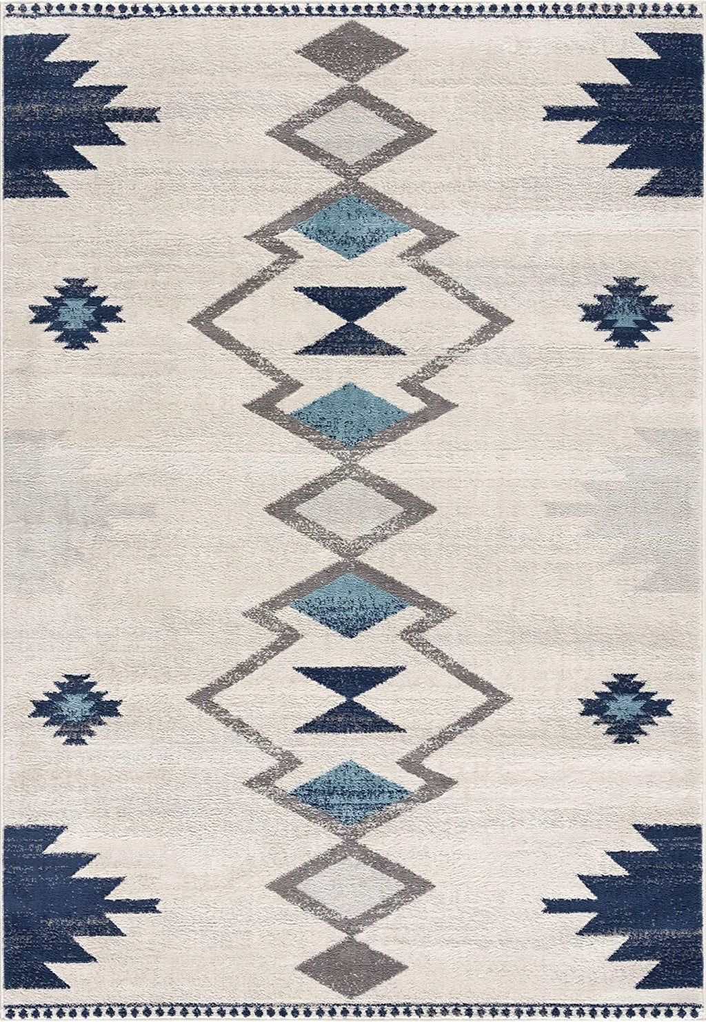2' X 5' Blue and Ivory Southwestern Area Rug - LAWendy