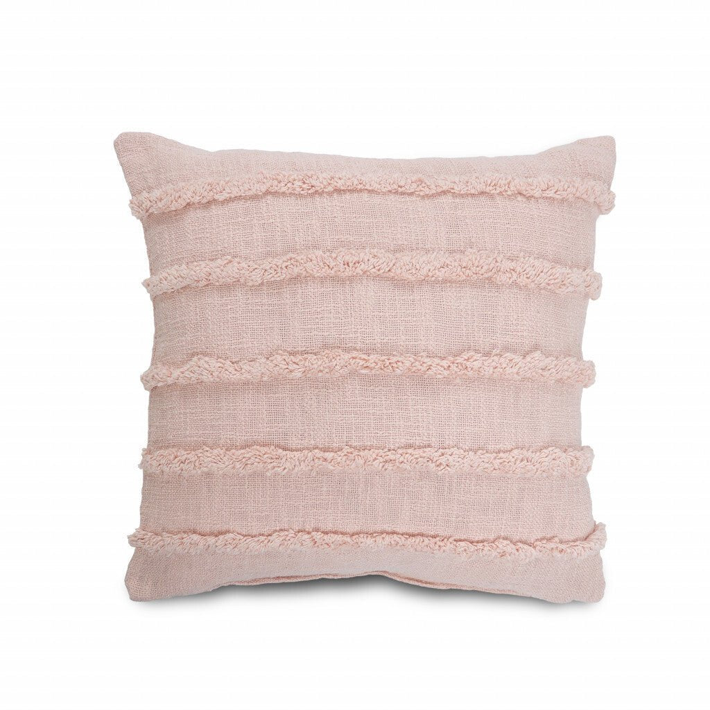 20" X 20" Pearl Blush And Peach 100% Cotton Zippered Pillow - LAWendy