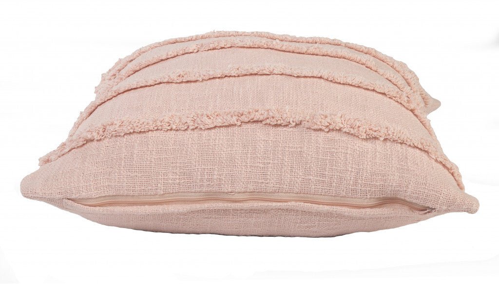 20" X 20" Pearl Blush And Peach 100% Cotton Zippered Pillow - LAWendy