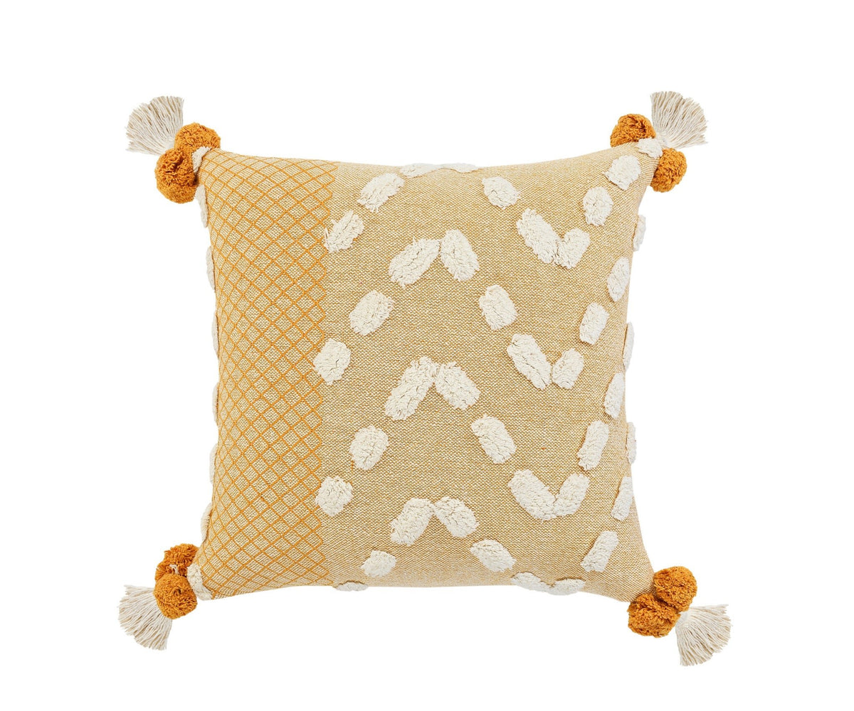 20" X 20" Yellow And Cream 100% Cotton Geometric Zippered Pillow - LAWendy