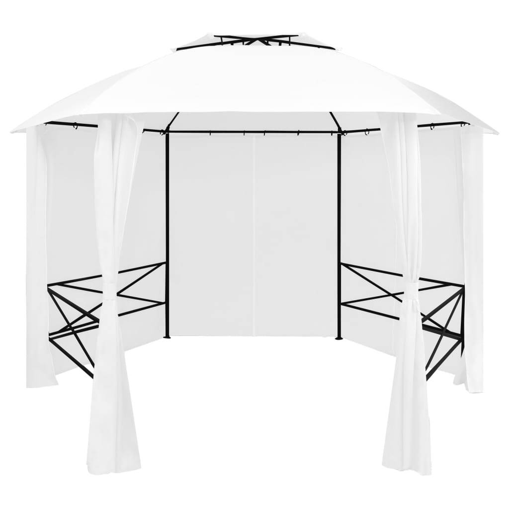 Garden Marquee with Curtains 141.7"x122.8"x104.3" White 0.6 oz/ft
