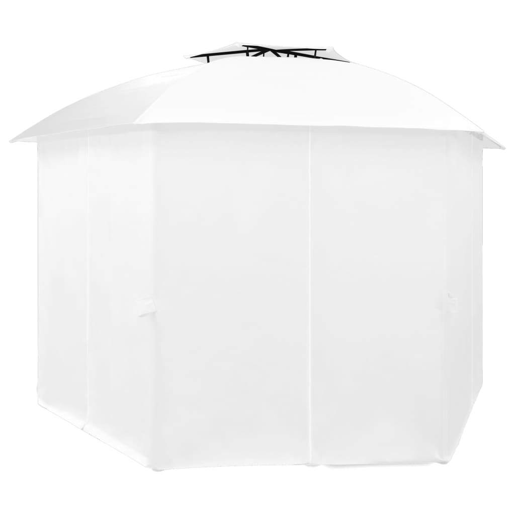 Garden Marquee with Curtains 141.7"x122.8"x104.3" White 0.6 oz/ft