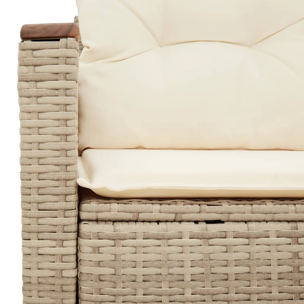 Garden Sofa Beige PE rattan 2-Seater Foldable Outdoor Sofa