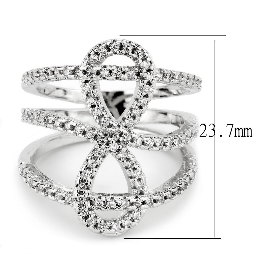 3W1587 - Rhodium Brass Ring with AAA Grade CZ in Clear - LAWendy