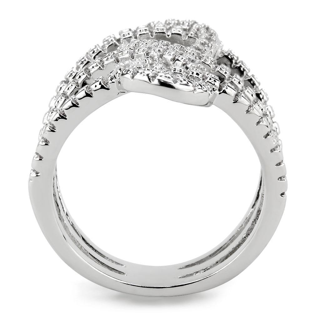 3W1587 - Rhodium Brass Ring with AAA Grade CZ in Clear - LAWendy
