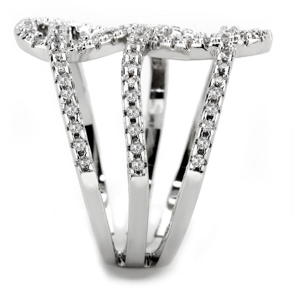 3W1587 - Rhodium Brass Ring with AAA Grade CZ in Clear - LAWendy
