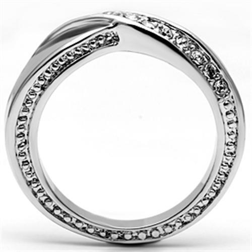 3W264 - Rhodium Brass Ring with Top Grade Crystal in Clear - LAWendy