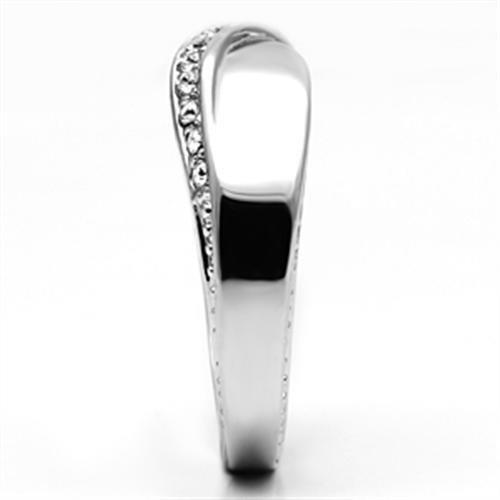 3W264 - Rhodium Brass Ring with Top Grade Crystal in Clear - LAWendy
