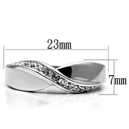 3W264 - Rhodium Brass Ring with Top Grade Crystal in Clear - LAWendy