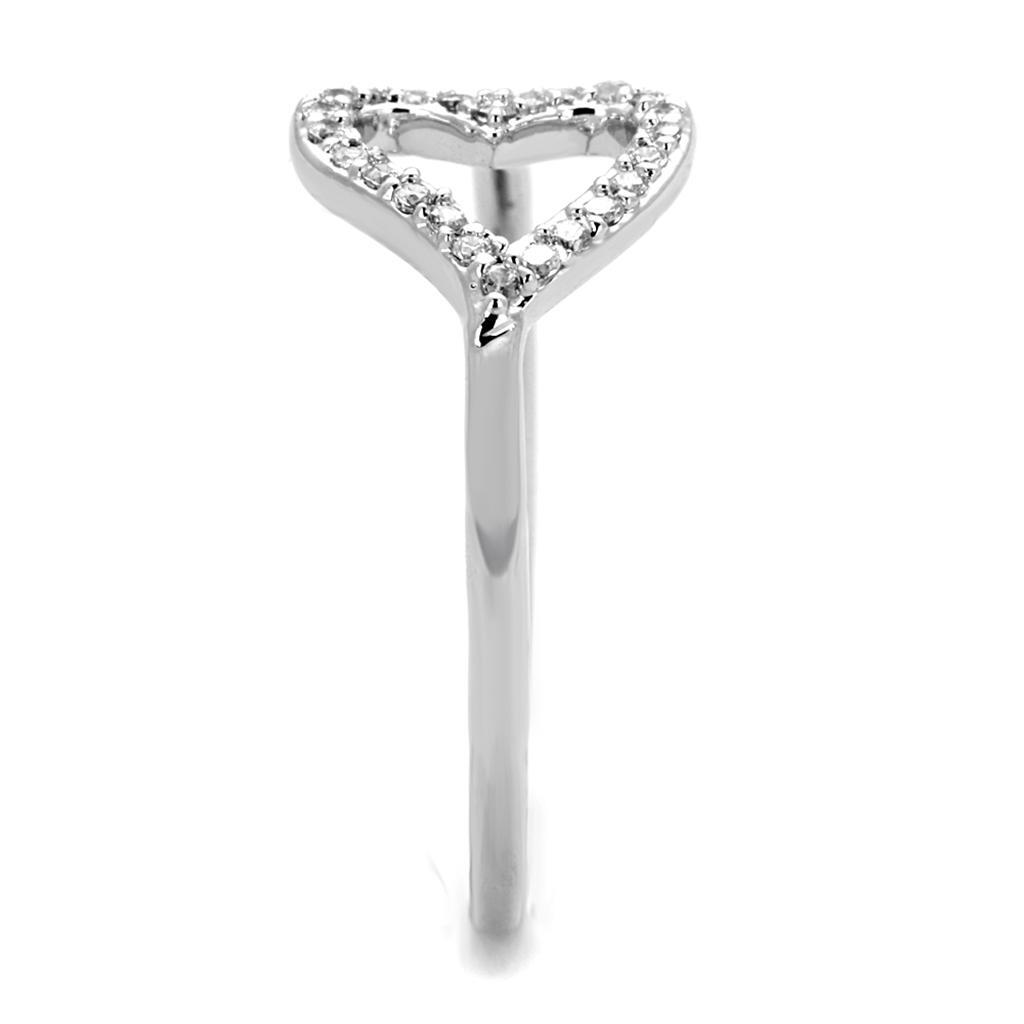 3W866 - Rhodium Brass Ring with AAA Grade CZ in Clear - LAWendy