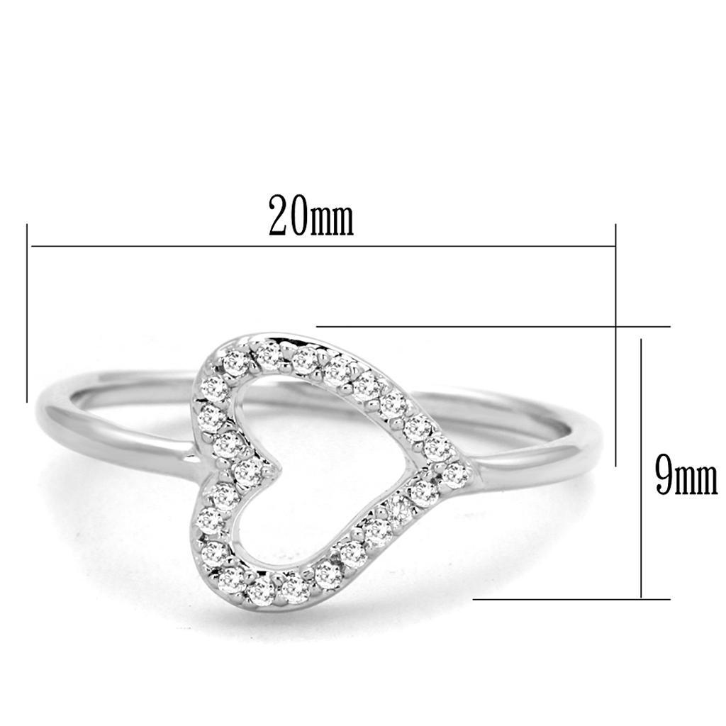 3W866 - Rhodium Brass Ring with AAA Grade CZ in Clear - LAWendy