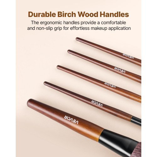 9 - Piece Makeup Brush Set for Foundation Blending Eyeshadow, Professional Makeup Brush Kit with Soft Natural Wool & Vegan Synthetic Bristles, Ergonomic Wood Handle, Travel - Friendly Storage Bag - LAWendy