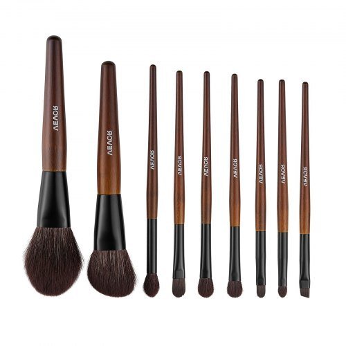 9 - Piece Makeup Brush Set for Foundation Blending Eyeshadow, Professional Makeup Brush Kit with Soft Natural Wool & Vegan Synthetic Bristles, Ergonomic Wood Handle, Travel - Friendly Storage Bag - LAWendy