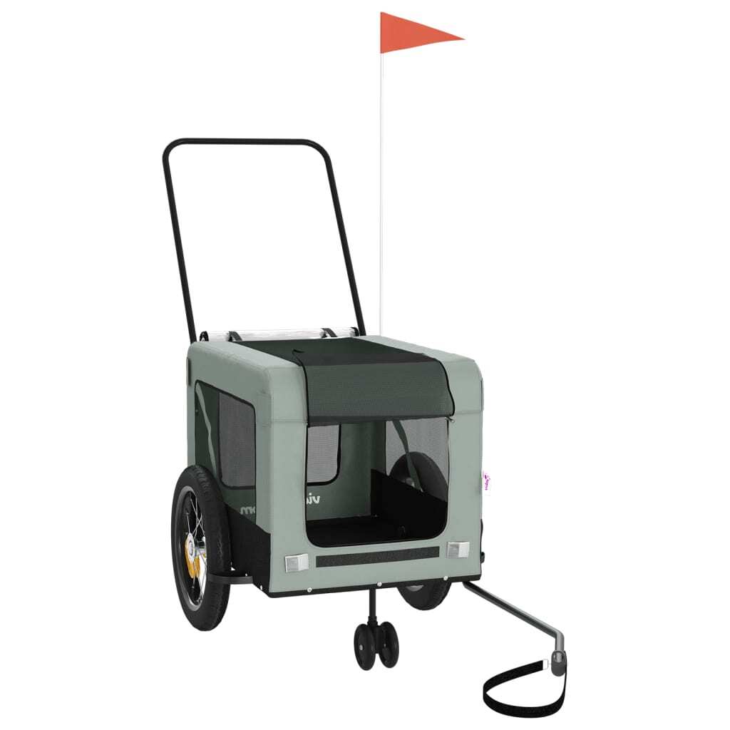 Pet Bike Trailer Grey and Black Oxford Fabric, Iron, PVC Medium