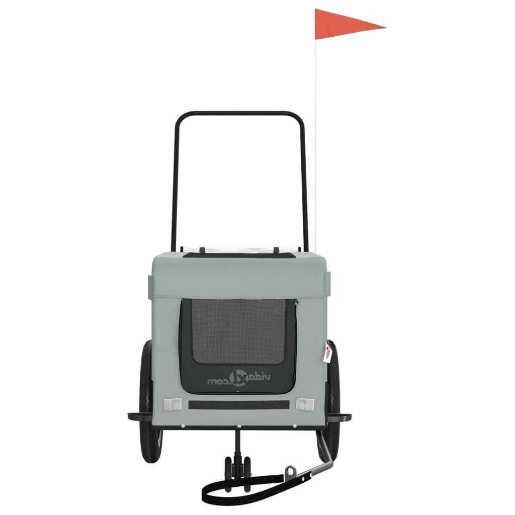 Pet Bike Trailer Grey and Black Oxford Fabric, Iron, PVC Medium