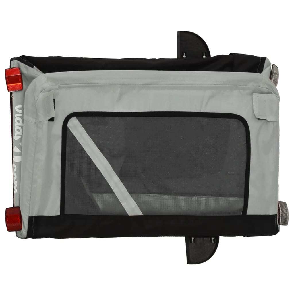 Pet Bike Trailer Grey and Black Oxford Fabric, Iron, PVC Medium
