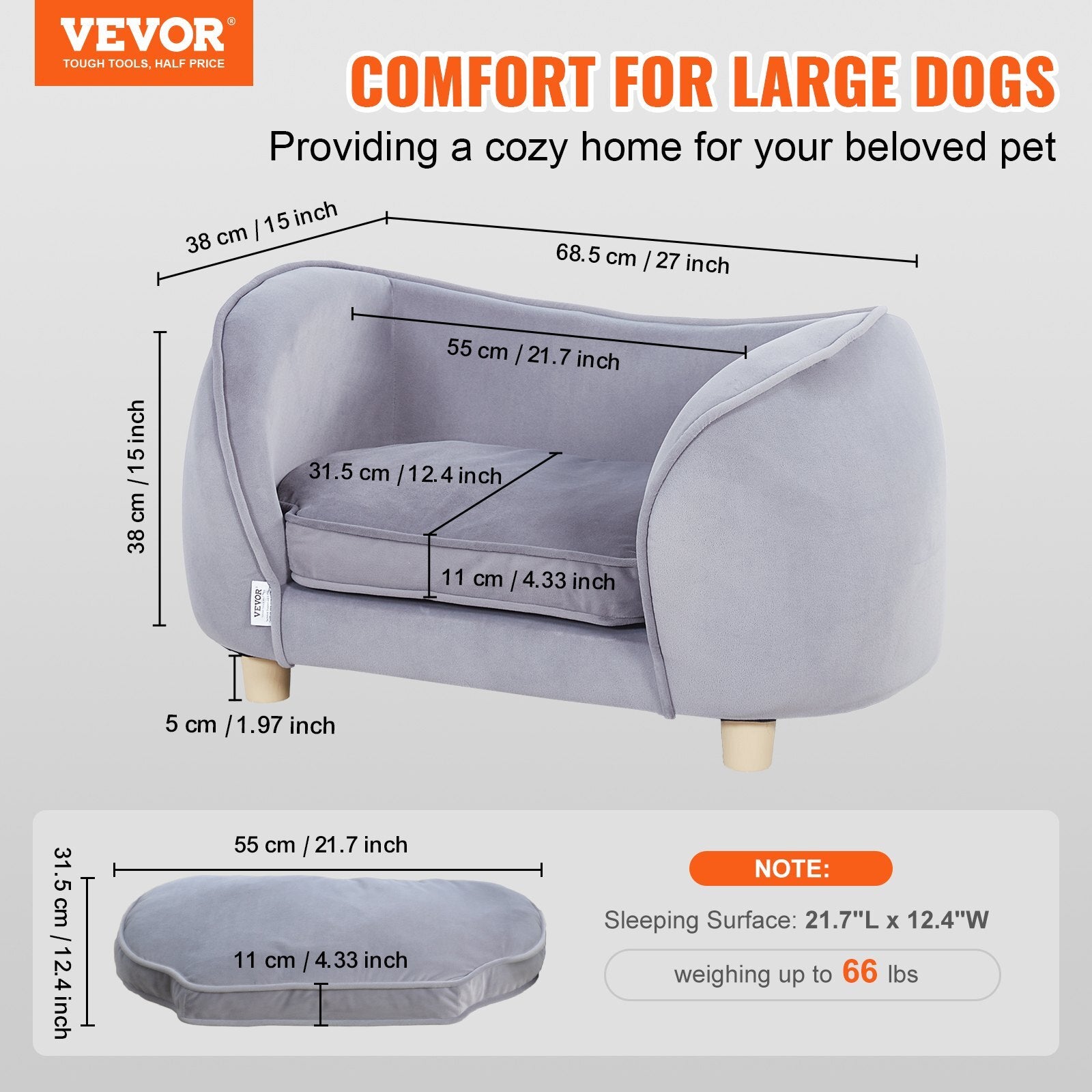 Pet Sofa Dog Couch for Small-Sized Dogs and Cats Dog Sofa Bed 66 lbs
