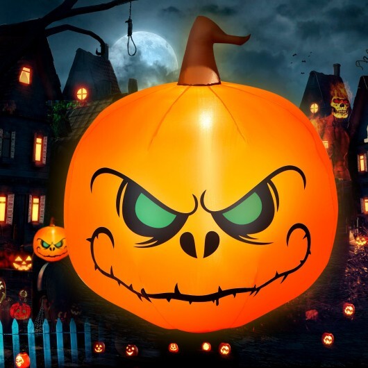 4 Feet Halloween Inflatable Pumpkin with Build-in LED Light - Color: Orange - Size: 4 ft