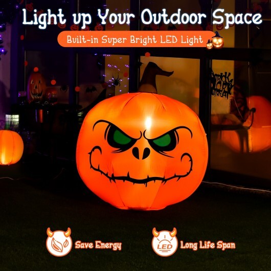 4 Feet Halloween Inflatable Pumpkin with Build-in LED Light - Color: Orange - Size: 4 ft