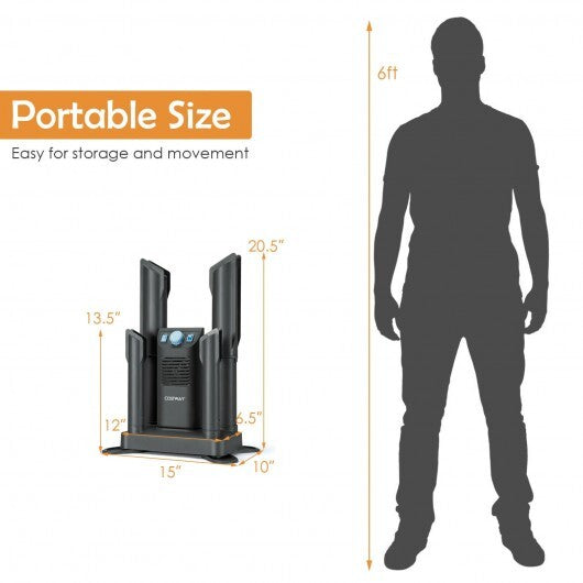 Electric Shoe Boot Dryer 4 Shoes with 180 Mins Timer Ozone Disinfection-Black