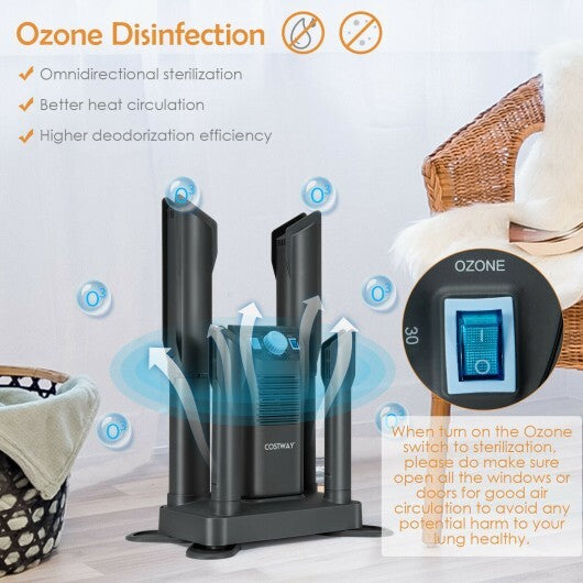 Electric Shoe Boot Dryer 4 Shoes with 180 Mins Timer Ozone Disinfection-Black