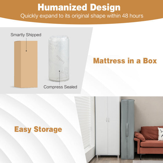 4 Inch Tri-fold Cool Gel Memory Foam Mattress-Queen Size - Color: White - Size: Queen Size