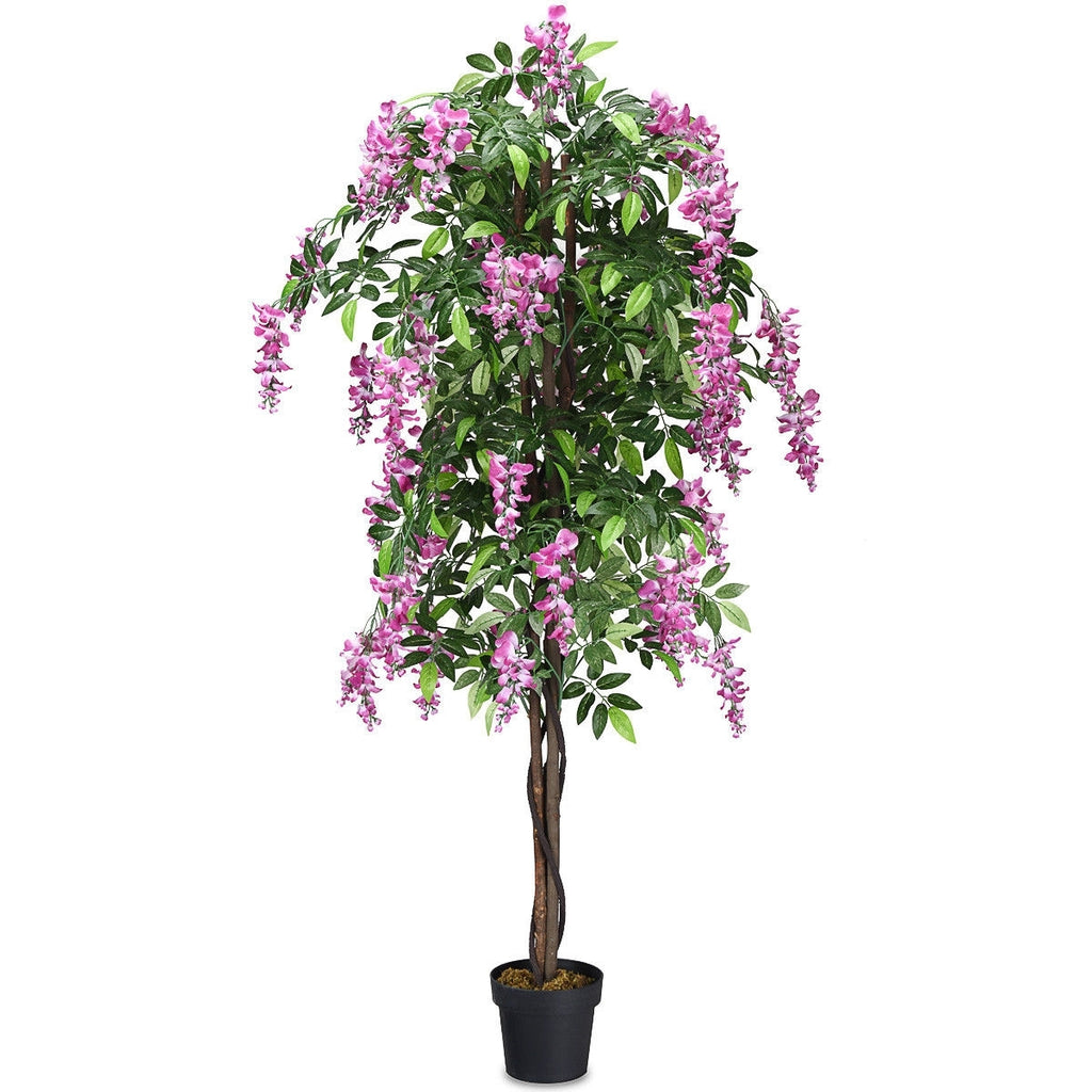6-Feet Artificial Wisteria Silk Indoor-Outdoor Tree-1pieces - Color: Green