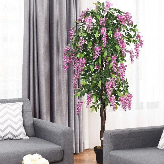 6-Feet Artificial Wisteria Silk Indoor-Outdoor Tree-1pieces - Color: Green
