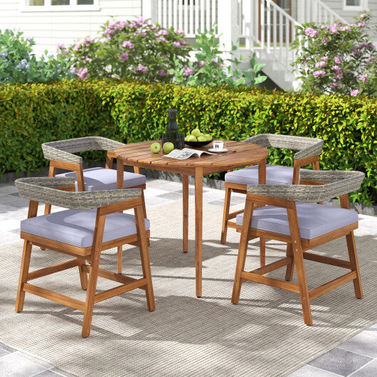 36 inch Acacia Wood Round Outdoor Dining Table for 4 People