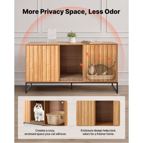 Cat Litter Box Enclosure Furniture, 47.2 in Hidden Litter Box Cabinet