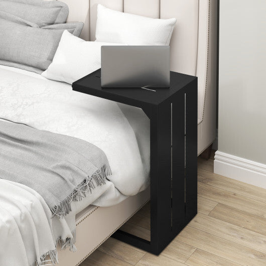 C-Shaped End Table Convertible Coffee Table with Adjustable Foot Pads-Black - Color: Black