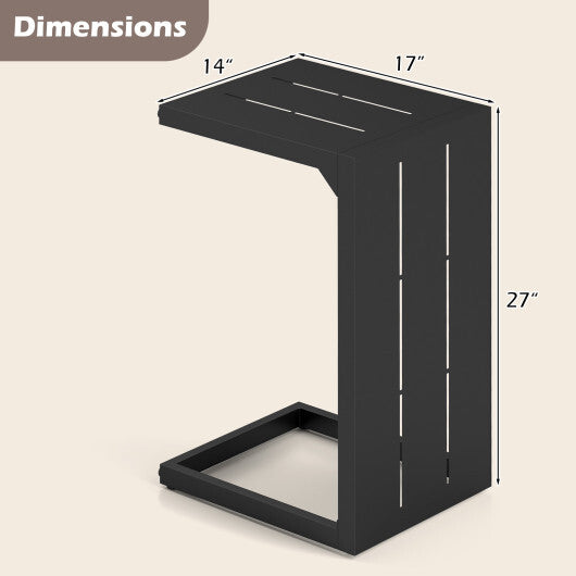 C-Shaped End Table Convertible Coffee Table with Adjustable Foot Pads-Black - Color: Black