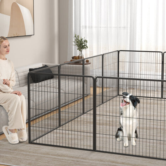 16 Panel 24/32/40 Inches Height Dog Playpen with Lock and Large Door-32 inches - Size: 32 inches