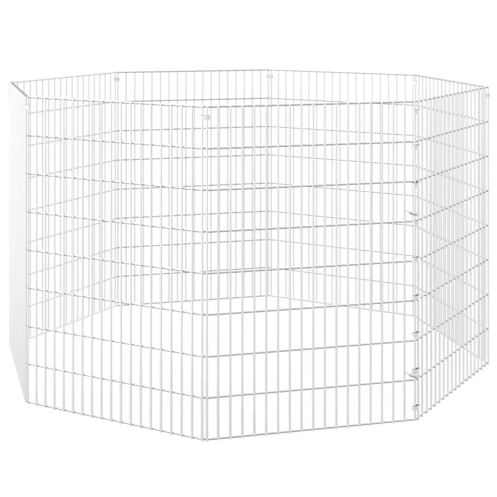 Animal Enclosure Silver Galvanized Iron 8 Panels Adjustable - LAWendy