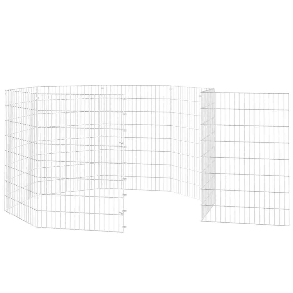 Animal Enclosure Silver Galvanized Iron 8 Panels Adjustable - LAWendy