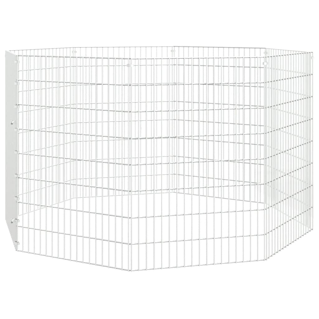 Animal Enclosure Silver Galvanized Iron 8 Panels Adjustable - LAWendy
