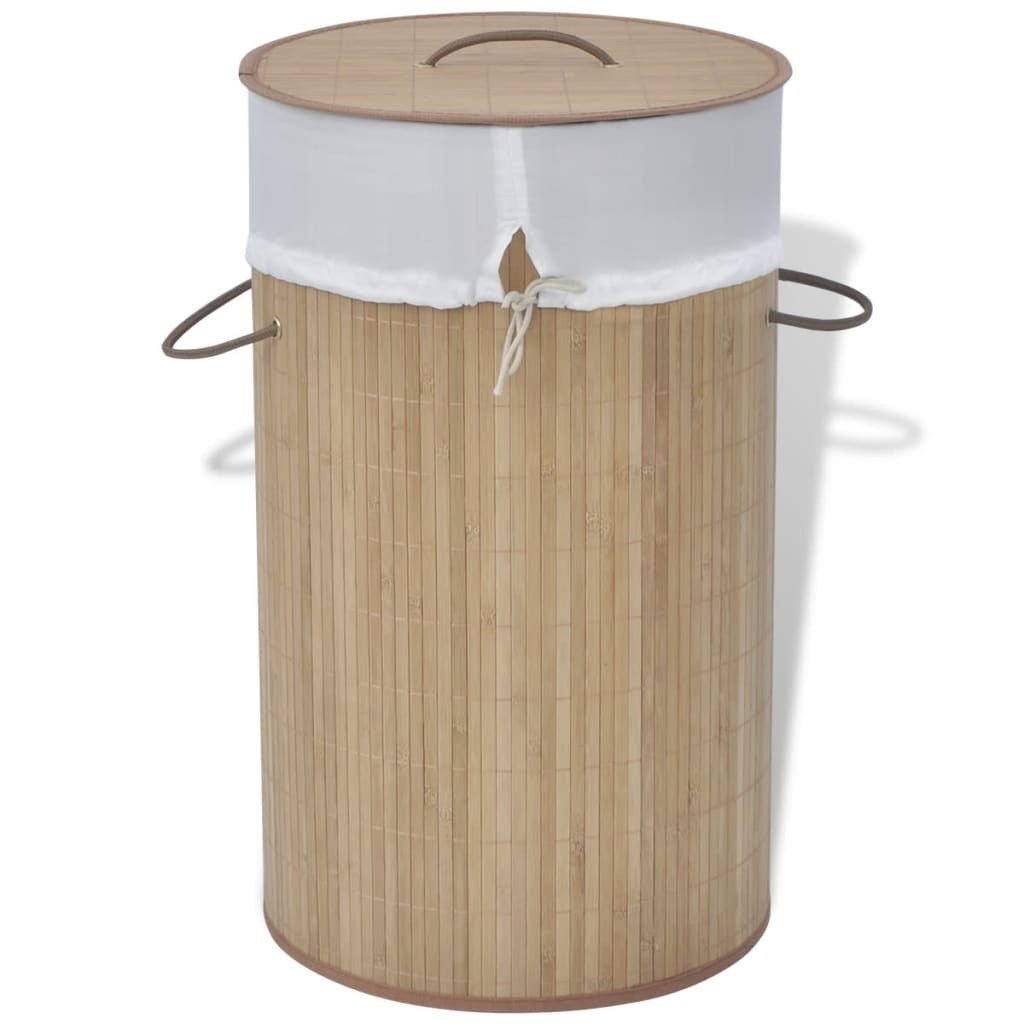 Bamboo Laundry Bin Round Natural - LAWendy