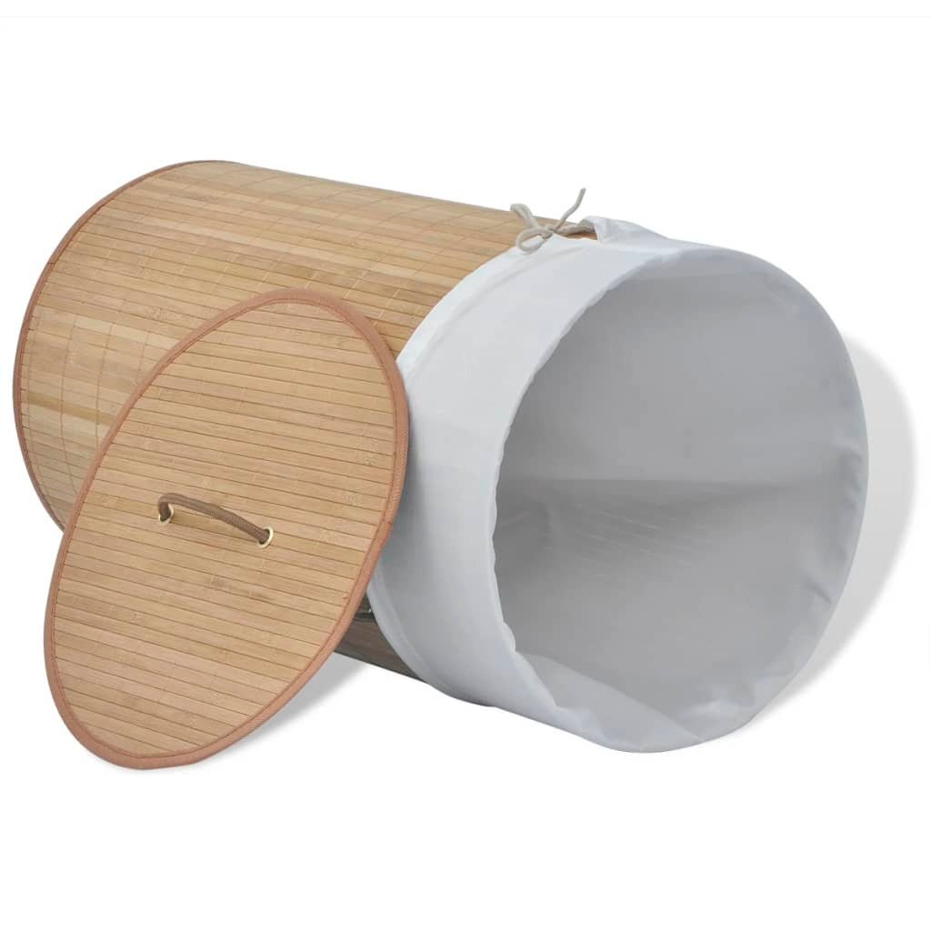Bamboo Laundry Bin Round Natural - LAWendy
