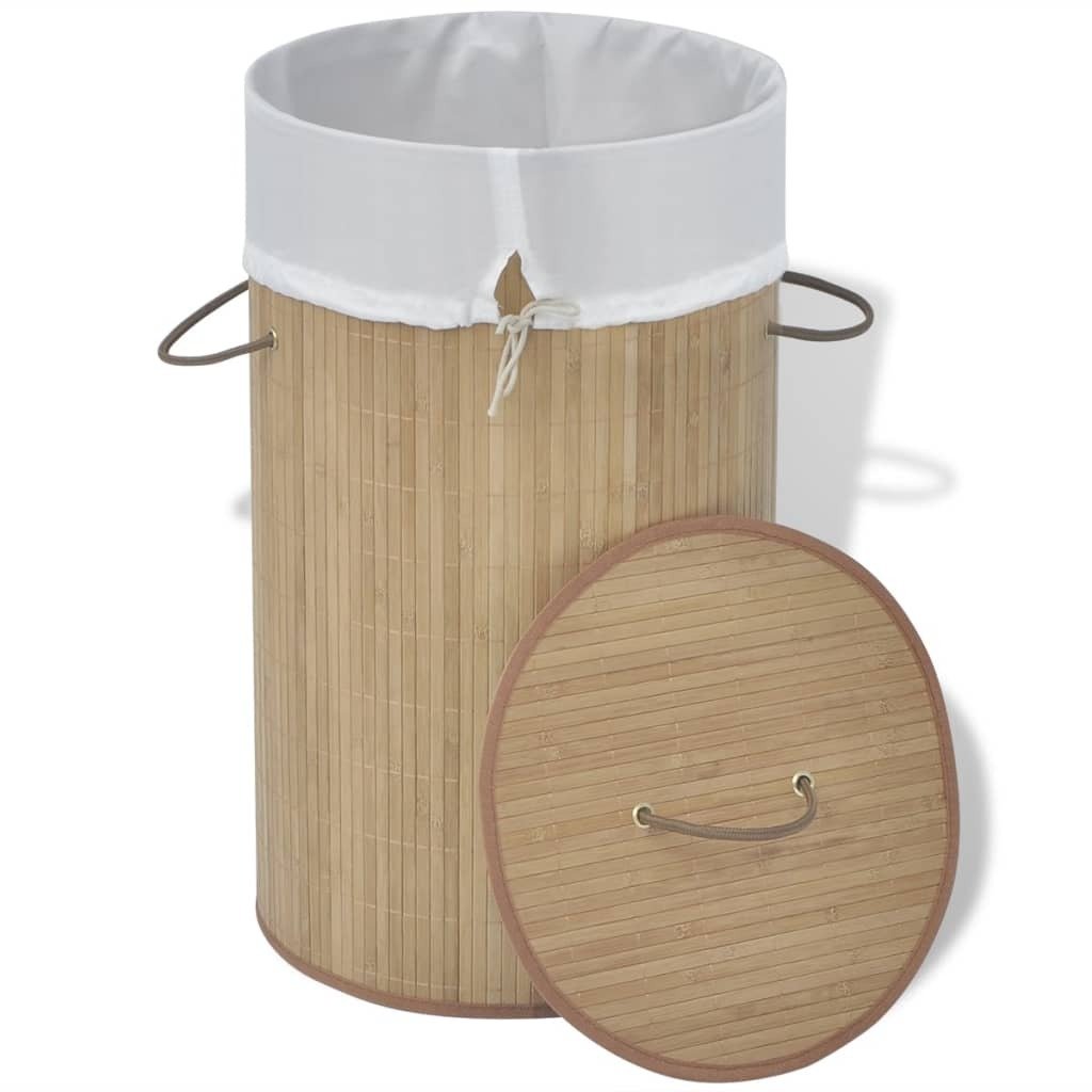 Bamboo Laundry Bin Round Natural - LAWendy