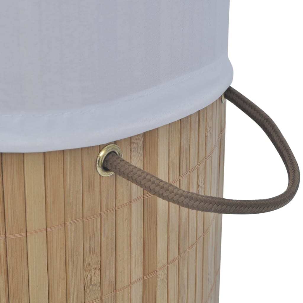 Bamboo Laundry Bin Round Natural - LAWendy