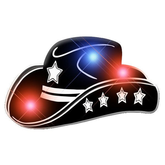 Black Cowboy Hat Flashing Body Light Lapel Pins - LAWendy